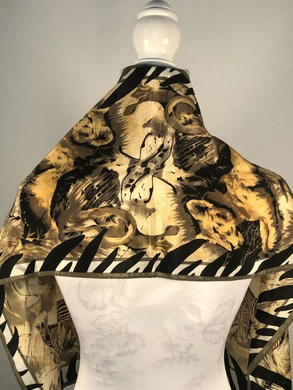Vintage 1990s Adrienne Vittadini Safari Wildlife Scarf Zebra 52 x 11